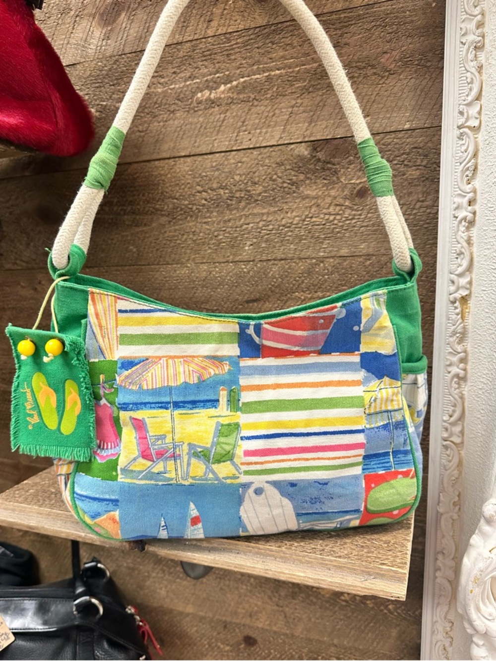 🌴 Paul Brent Seaside Beach Print Canvas Shoulder Bag + Flip Flop Pouch